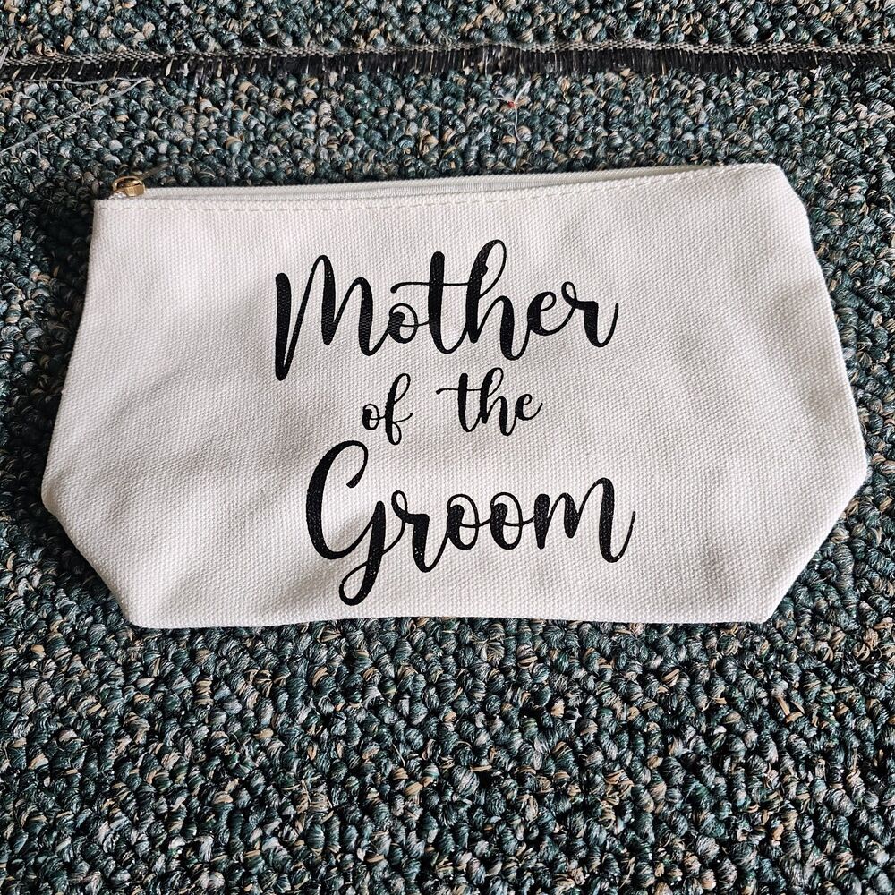 Mother of the Groom Makeup Bag Canvas Cosmetic Pouch Wedding Gift Bridal Accesso